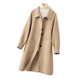Reversible Cashmere Coat Women's Small Mid-Length High-End Double Sided Cotton Doll Collar Loose Version 100% Woolen Coat