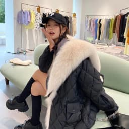 2025 winter new imitation fox fur collar down padded jacket female imitation fur coat warm medium long