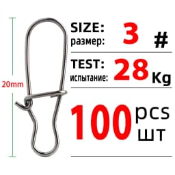 DNDYUJU 100pcs Fishing Nice Hooked Snap Pin Stainless Steel Fishing Barrel Swivel Lure Connector Fishing Accessories Sea