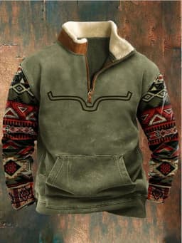 Spring Autumn New Men Wool Collar Half-zipper Hoodies Sweatshirts Print Casual European American Trend Jacket Long-sleeved Tops