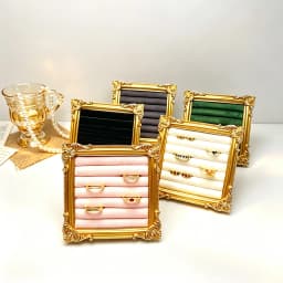 Retro Square Ring Display Stand Jewelry Showcase Tray Wooden Shop Window Decoration Photography Background Props