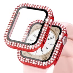 Diamond Bling Cover For Apple watch Case 45mm 41mm 38mm 42mm 44mm 40mm HD Tempered Glass+Bumper Screen Protector Accessories