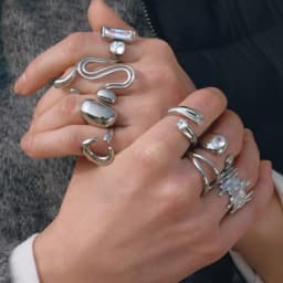 Uworld Minimalist Stainless Steel Smooth Asymmetric Ring Oval Hollow Stackable Ring Large Spherical Ring Women's Jewelry