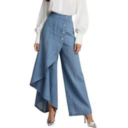Y2KPants Spring Summer Fashion Long Solid Color Casual Buckle Loose Wide Leg Pants Women Trousers Faux Denim