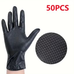 30/50PCS Black Nitrile Gloves Disposable 8Mil Thick Heavy Duty Industrial Safety Gloves Diamond Textured Mechanics Work Gloves