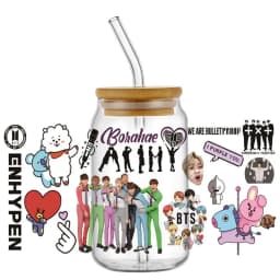 Korean Popular Music Group UV DTF Bottle Stickers Glasses Cup Transfer Stickers DIY Stationery Computer Waterproof Sticker