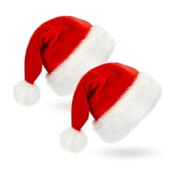 Fluffy Red Santa Hats Set with Plush Brim and Liner for Adults Men Women - Christmas, New Year Party Supplies & Gifts