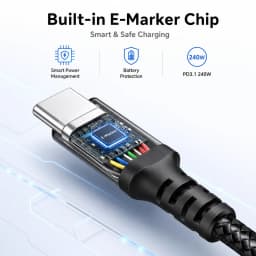240W USB C to USB C Cable, PD3.1 Fast Charging Type C Cable Nylon Braided for MacBook Pro Air iPad Pro Laptop