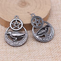 WYSIWYG 5pcs 3 Styles Witch Charms Pentagram Star Crow Charms Pendant For Jewelry Making DIY Jewelry Findings