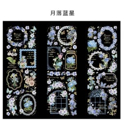 3 Sheets/pack Sky Light Flower Shadow Series 3D Color Hot Gilding PET Stickers China Retro Plants Scrapbook Decorations