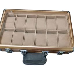 12 Slots Aluminum Jewelry Storage Box with Window, Clear Top Light Luxury Watch Case Organizer for Watches Briefcase