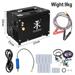 TUXING 300Bar 4500Psi 12V PCP Air Compressor High Pressure Compressor with 12V Portable Power Adapter Auto-stop TXET061/TXET062