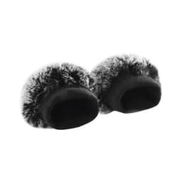 Women's Large V-shaped Touch Screen Warm Plush Leather Gloves Winter Cycling Fashion Black PU Leather Gloves