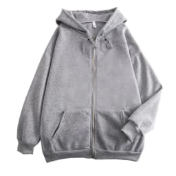 High Street Hoodie Men Solid Color Zip Up Long Sleeve Loose Jacket Coats Casual Hooded Sweatshirt Y2K Fashion Outdoor Clothes