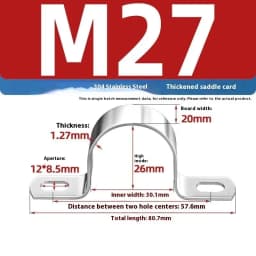 1Pcs Thickened U-Tube Strap Clamp Stainless Steel Horseback Wire Throat HoopCable Fastener Clips Applicable To Pipe OD 8-200mm