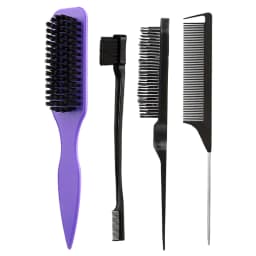 4pcs Bristle Slick Back Hair Brush for Sleek Ponytail Bun & Smoothing Hairs, Flyaways, Edge Control - Backcombing & Teasing