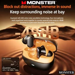 Monster ANC Noise Reduction Earburd Wireless Bluetooth HD Sound Quality Sweatproof Sport Earphone Long Endurance Gaming Headset