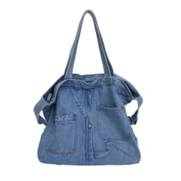 Portable Denim Cloth Casual Handbag Square Shape Blue Shoulder Bag Zipper Shopping Bag Unisex