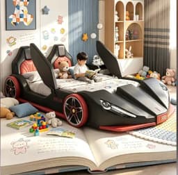 # Hot Sales High End Bedroom Bed Bases Kids Frames Luxury Black King Size Boys Car Bed Children Modern Camas Matrimonial Room Fu