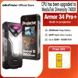 Ulefone Armor 34 Pro+5G AI Rugged Phone 32GB+512GB 25500mAh 6.95" Built-in Projector 120Hz Android 15 MTK 7300 NFC Smartphone