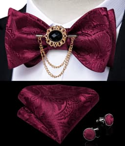 Exqusite Men's Self-tie Bowties Wedding Neck Ties For Man Accessories Cufflinks Hanky Brooch Set Red Black Yellow Blue Bowtie