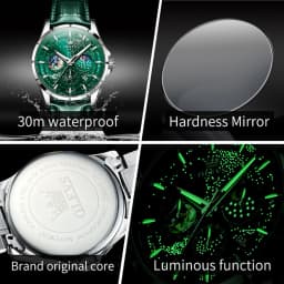OLEVS Full Green Men's Watch Auto Date Waterproof Man Wristwatches