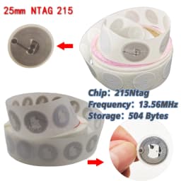 Black Ntag 215 NFC Phone Available RFID Tags Stickers Adhesive Label NFC Ntag215 Self-adhesive Tag 13.56MHz ISO14443A Sticker