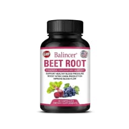 Beetroot Capsules Organic Beetroot Powder Extract + Black Pepper Nitric Oxide Production Blood Circulation Blood Pressure Health