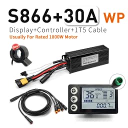 Ebike Sine WaveDisplay Controller 17A26A30A Three-Mode 24V/36V/48V with Learning Function S866 LCDColor Display 350W-1000W Motor
