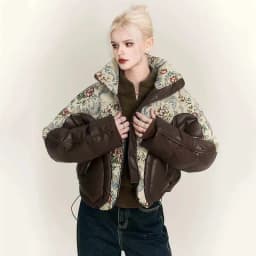 Winter Vintage Jacket Coat Women's Winter Waterproof Embroidered Jacquard Jacket Down Thick Warm Outerwear PU Leather Parka