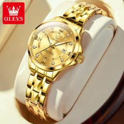 OLEVS Top Original Quartz Couple Watch Roman Scale Diamond Dial Luxury Watch For Men Women Rhombus Strap Waterproof Hand Clock