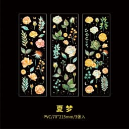 3 Sheets/pack PVC Stickers Flowers Courtyard Lily Leaf Fern Lovely Colorful Gilding DIY Hand Book Sticker for Girls Kawaii Gift