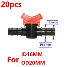 20pcs Drip Irrigation Mini Valve 4/7 3/8/10/12/16/20 /25mm Pipe Garden Tap 1/2" 3/4" Male Thread Water Hose Barb Connector