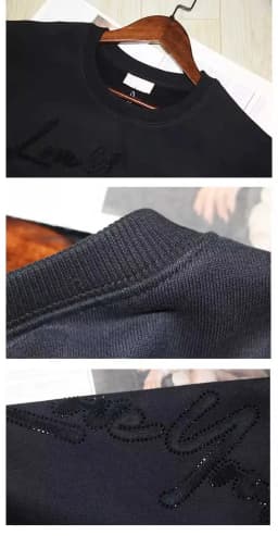 Diamond Flocking Love Yourself Women's Sweatshirt Autumn Winter Crew Neck Long Sleeve Pullover Sweatshirt Fashion Casual Y2K Top