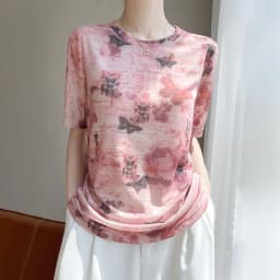 Summer New Women's Round Neck Printed Knitted Short-Sleeved Thin T-shirt Loose Bottoming Shirt