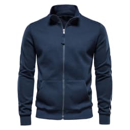 AIOPESON Brand Mens New Cotton-blend Solid Zip Up Sweatshirts Casual Sport Cardigan Jacket Sweatshirt for Men