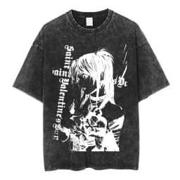 Vintage Washed Anime Death Note Misa Amane Print T Shirts Men Women Clothing Cotton Casual T-shirt Fashion Short Sleeve T-shirts
