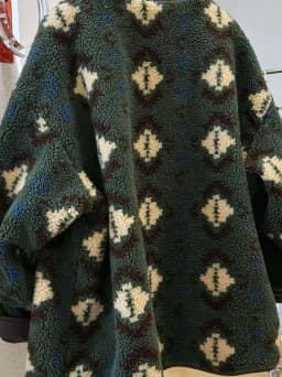 Women's Double-Sided Lamb Fur Jacket Mid-Length Thickened Printed Coat Korean Style Loose Fit Long Sleeve round Neck Coat