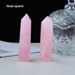 1pc Crystal Tower Point Wand Reiki Healing Stone Rose Quartz Amethyst Energy Ore Mineral Polished Crafts Home Decoration