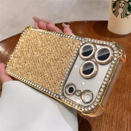 Colorful Glitter Full Screen Diamond Phone Case for iPhone 18 Pro Max 17 16 15 14 13 Lens Protection Plated Shockproof Cover