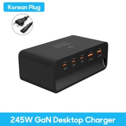 245W GaN Charger 5 in 1 Desktop Fast Charger with Night Light for iPhone 17 16 15 14 Pro Max Samsung Tablets iPad Mobile Phones