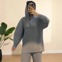 Classic Pleated Top 2026 New Loose Large Size Men Women with The Same Long-sleeved Long Hooded Sweater Casual Fold Jacket