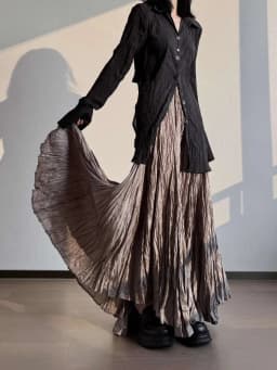UMI MAO Oversized Pleated Irregular Skirt A Niche Design Sense Pleated Maillard Yamamoto Large Pleated Skirt Women Spring
