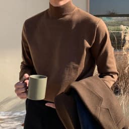 Half-turtleneck Sweater for Men, Long-sleeved Korean Style Trendy Knitted Sweater with Bottoming Shirt, Hong Kong Style Casual