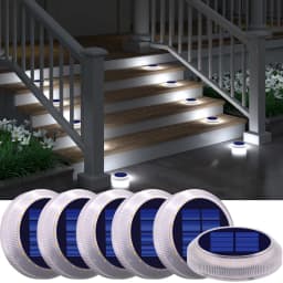 6 Packs Solar Driveway Lights Solar Dock Lights Blue Solar Deck Lights Outdoor IP68 Waterproof, Stick on for Step Pool Pathway