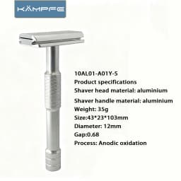 Kampfe Men's Vintage Double-Edged Razor Non-Slip Aluminium Wet & Dry Grooming Shaver for Smooth Shave 5 spare razor blades