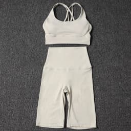 Nylon Yoga Set Gym Two Piece Sets Womens Bra Top Women Cycling Shorts Sport Fitness Sportswear 45 Colors Womens Clothing