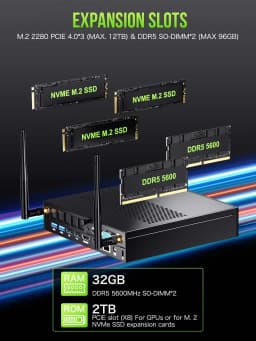 GMKtec K10 NucBox Mini PC Intel I9-13900HK DDR5 WiFi 6 BT5.2 Windows 11 Pro PCIe NVMe M.2 2280 HDMI2.0 Desktop Gaming Computer