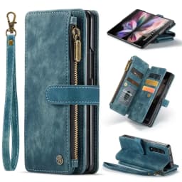 CaseMe Flip Leather Phone Case For Samsung Galaxy Z Fold 8 7 6 5 4 3 S26 Ultra S25 FE S24 Plus S23 S22+ Zipper Wallet Card Cover