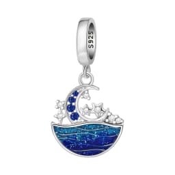 Blue Charm 925 Sterling Silver Ocean Pearls Betta Fish Pendant Birthday Party Gift for Women Bracelet Necklace DIY Beads Jewelry